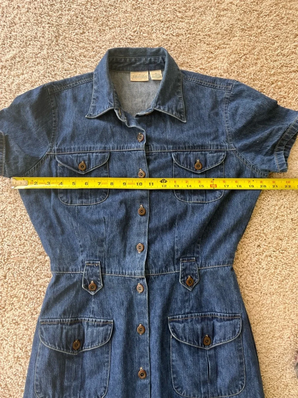 VTG St Johns Bay Denim Dress 10 Midi Button Up Modest‎ Coastal Western 90s Y2K